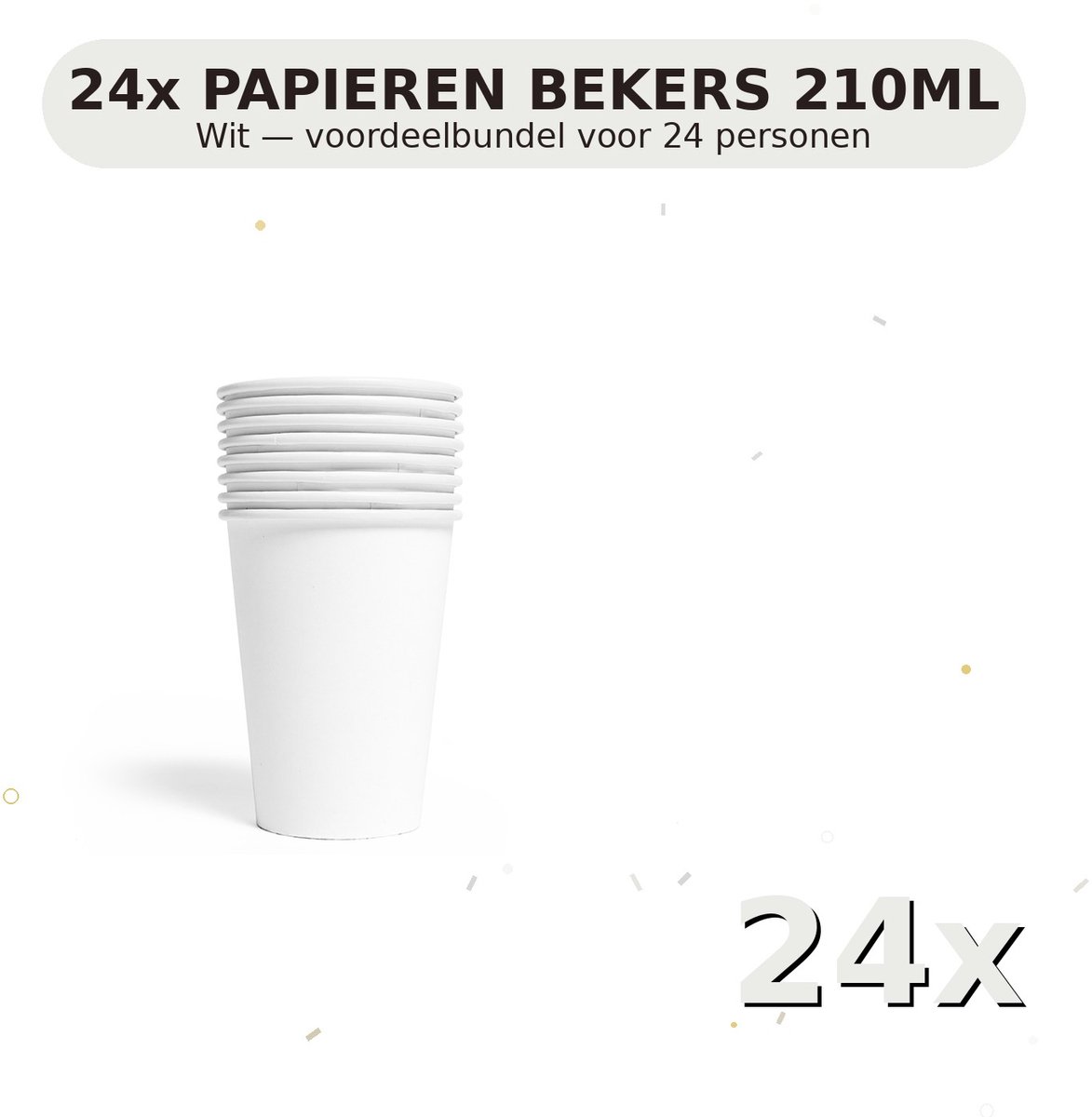 Bekers 210ml FSC Wit - Voordeelverpakking 24 Stuks voor tot 24 Personen - Feestartikelen