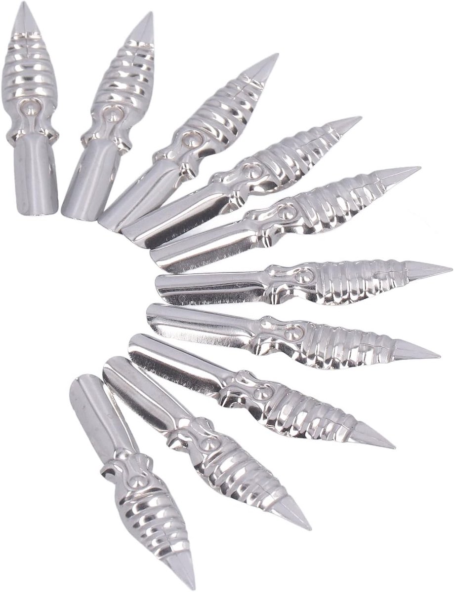 10PCS Calligraphy Nib Oblique Calligraphy Nib Stainless Steel Dip Pen Replacement Nibs for Beginners(B5*10) - ShopVlot