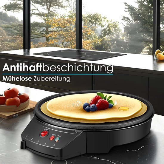 Crêpes Maker - Pannenkoekenpan Elektrisch - Lekkere Pannenkoeken Maken - Cool-Touch Handgreep - 30 cm Diameter - Grijs — afbeelding 3