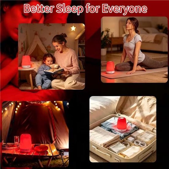 670nm Red Night Light for Better Sleep, Rechargeable Dimmable Sleep Aid Lamp with Auto Off Timer, Blue Light Blocking Red Lamp to Protect Melatonin, Deep Relaxation Night Lamp for Bedroom, Nursery, Nightstand, Ideal Gift for Adults & Kids — afbeelding 3