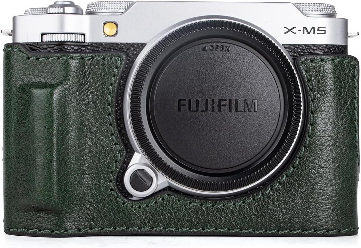 Retro Leren Camera Case voor Fujifilm X-M5, Beschermende Hoes met Handvat en Onderopening, Stijlvol en Duurzaam Accessoire voor Fotografie