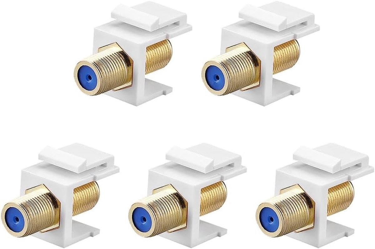 5 Stuks F Jacks, Keystone Modulaire F Connectoren voor TV en SAT Kabels, Geschikt voor Patchpanelen en Aansluitdozen