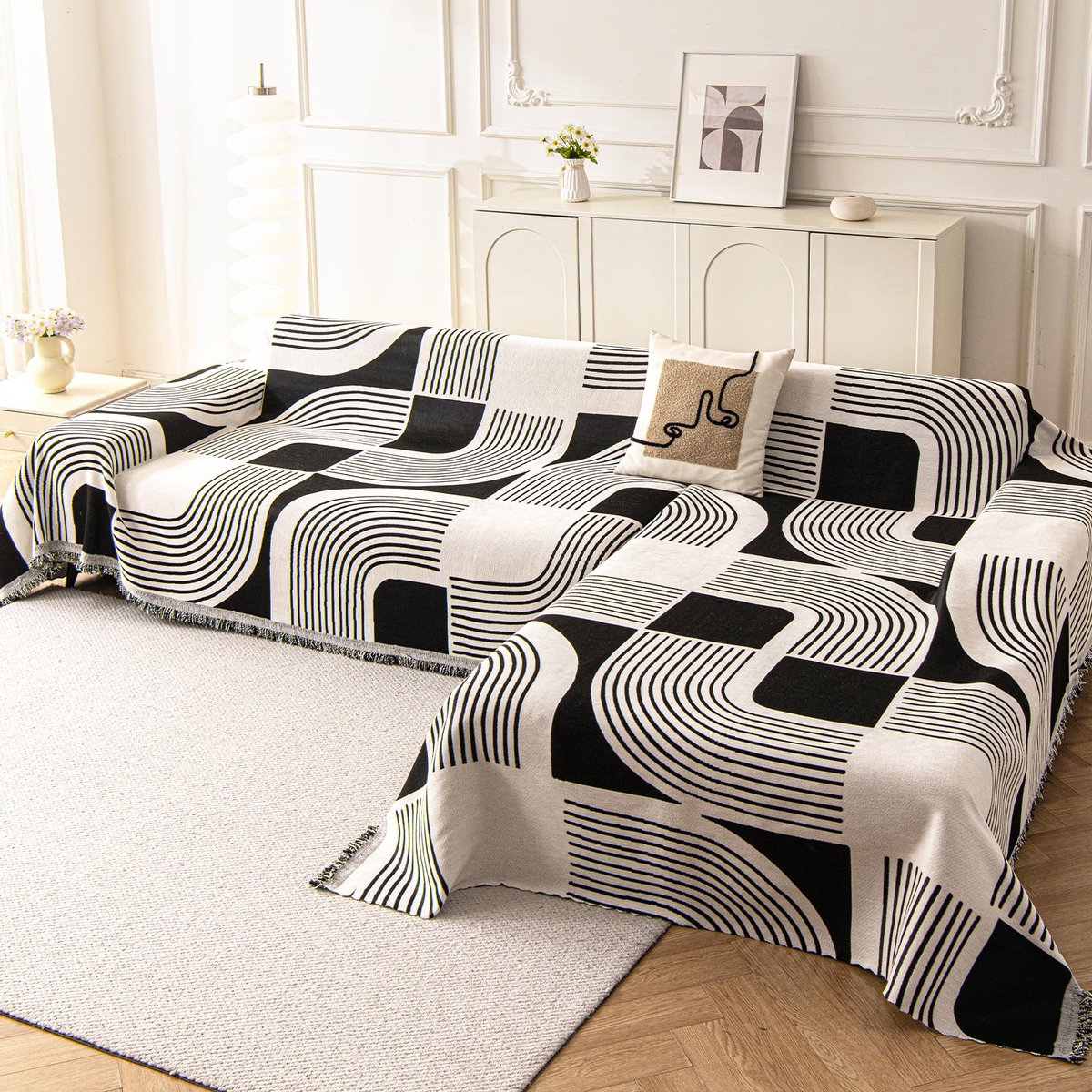 L-hoekbankhoes 180x300cm+180x340cm - zwart - waterafstotend - beschermt uw bank - ShopVlot