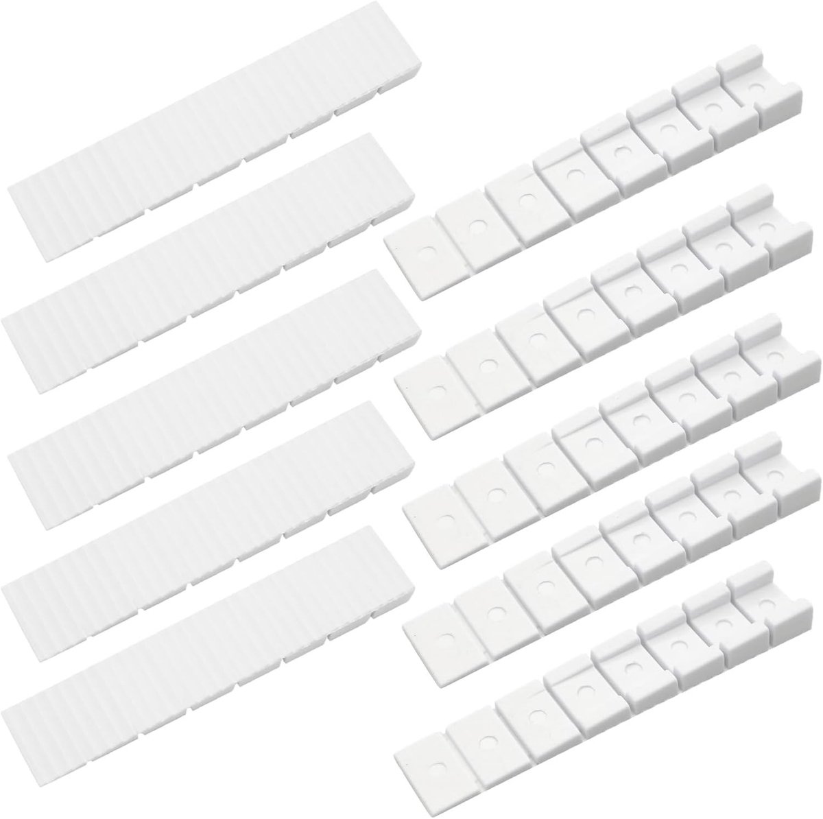 Set van 10 Meubelwiggen, Universele Deurstopper, Compensatiewiggen van Kunststof met Breekpunten, 8 x 20 x 98 mm (Wit) voor Stabiliteit en Bescherming