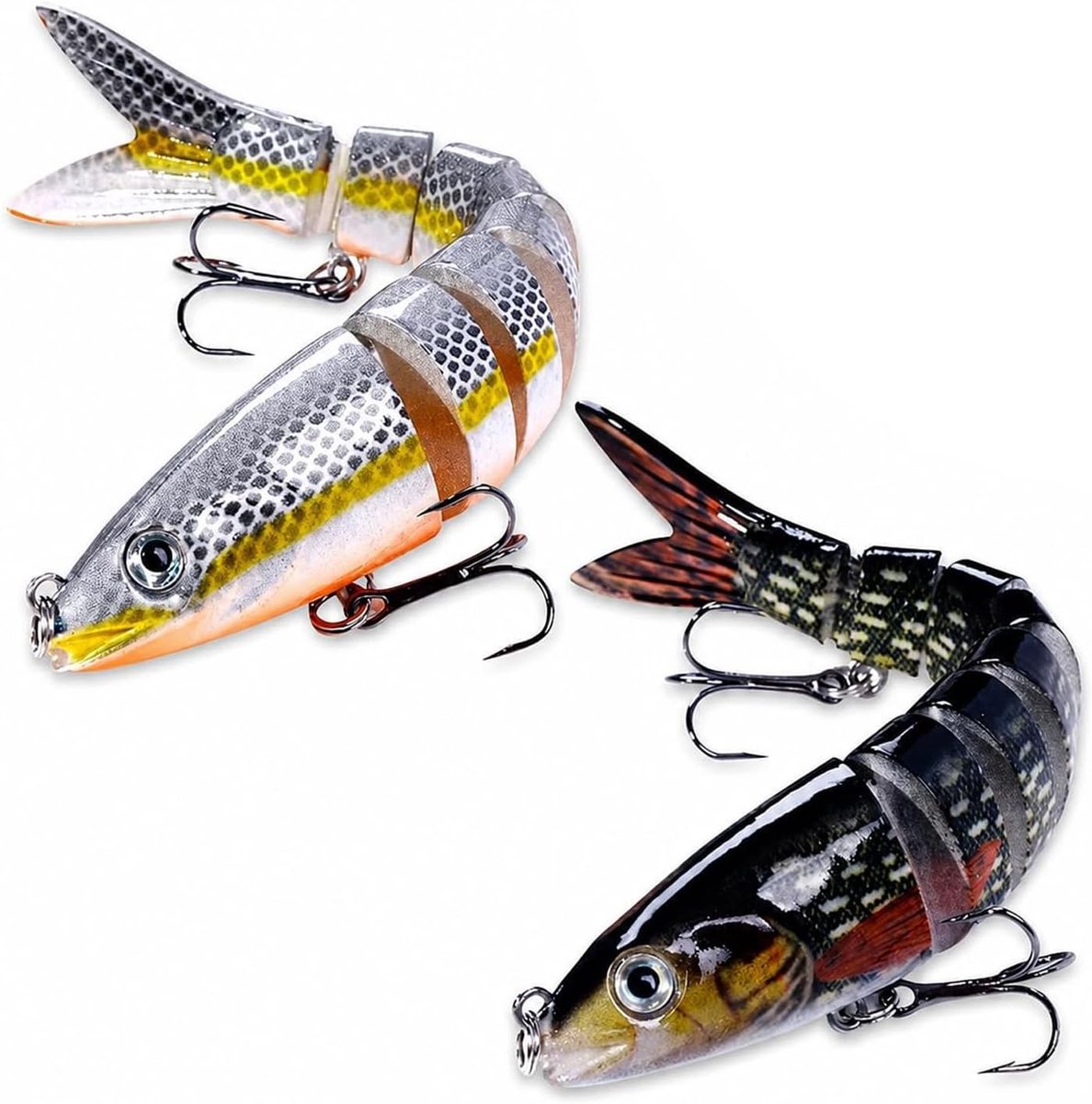 2 Stuks 5.27 Inch Multi-Hinged Wobbler Swimbait voor Snoekbaars, Vissen op Roofvis, Aas Set voor Sportvissen