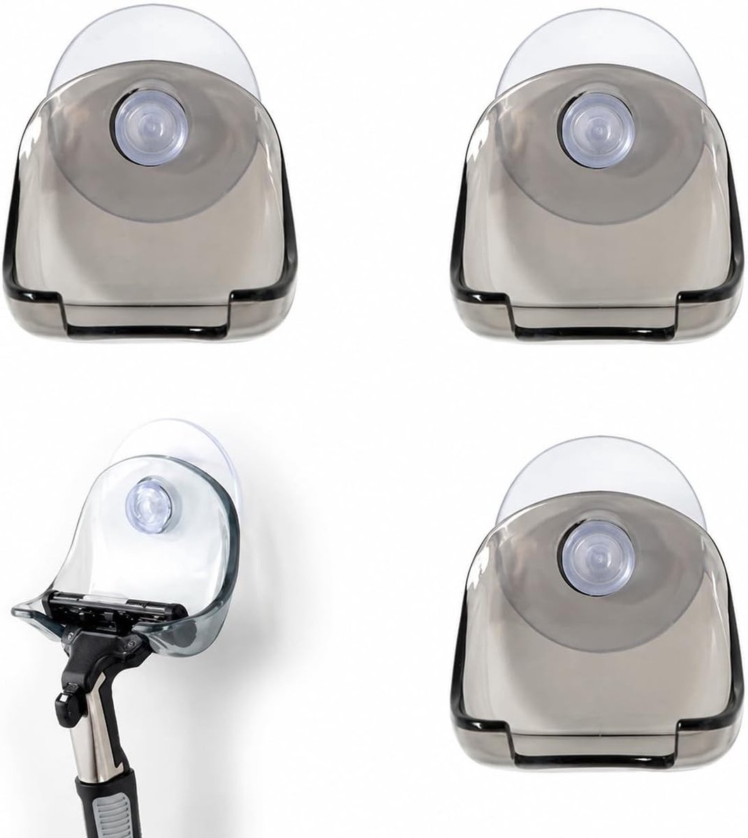Set van 3 Douche Scheermesjes met Zuignappen, Wandbevestiging en Houder voor Glad Scheren op Tegels en Glad oppervlak