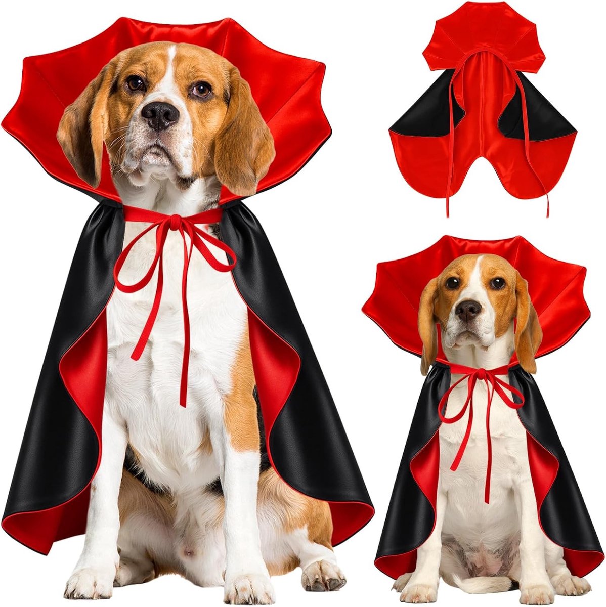 Grappig Halloween Kostuum voor Honden, Verstelbare Cape voor Middelgrote en Grote Honden, Vampier Themaparty Outfit met Nekbescherming en Comfortabele Pasvorm