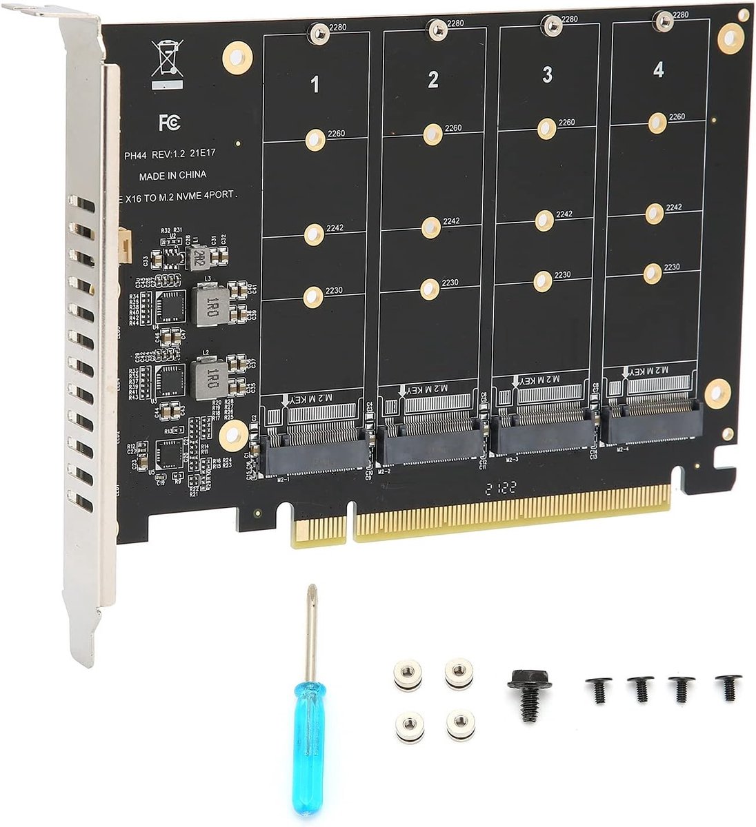 4-Port M.2 NVMe SSD naar PCIe X16 Adapterkaart voor Hard Drive Uitbreiding en Converteren