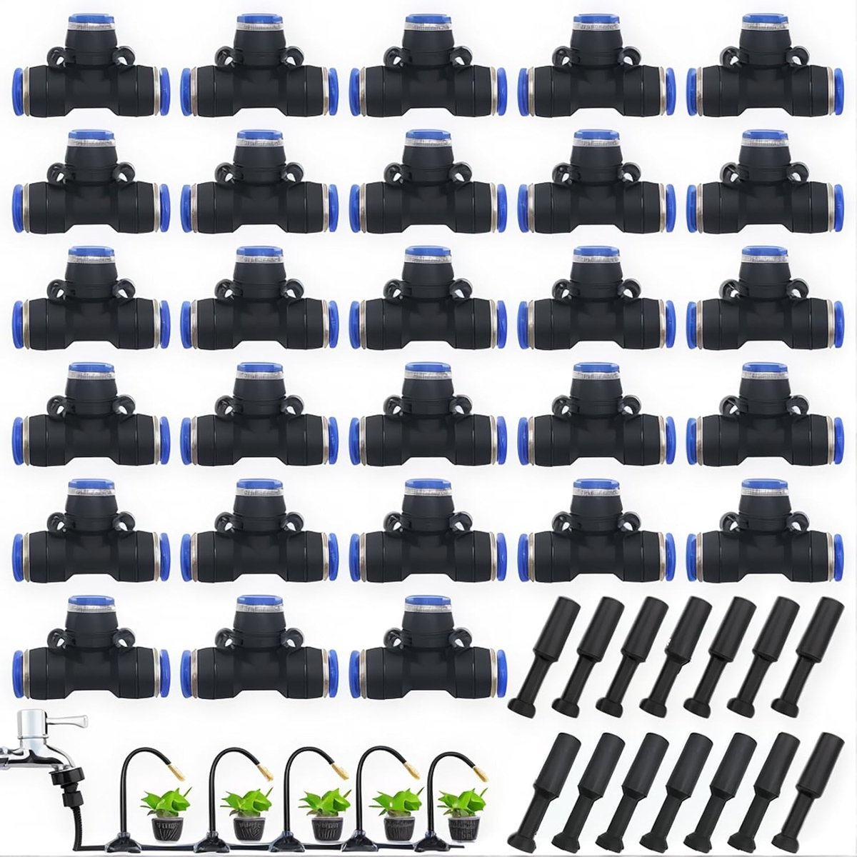 Pneumatische accessoireset 42 stuks - push-in connectorkit - T type snelkoppelingen - ideaal voor 8mm gereedschap - ShopVlot