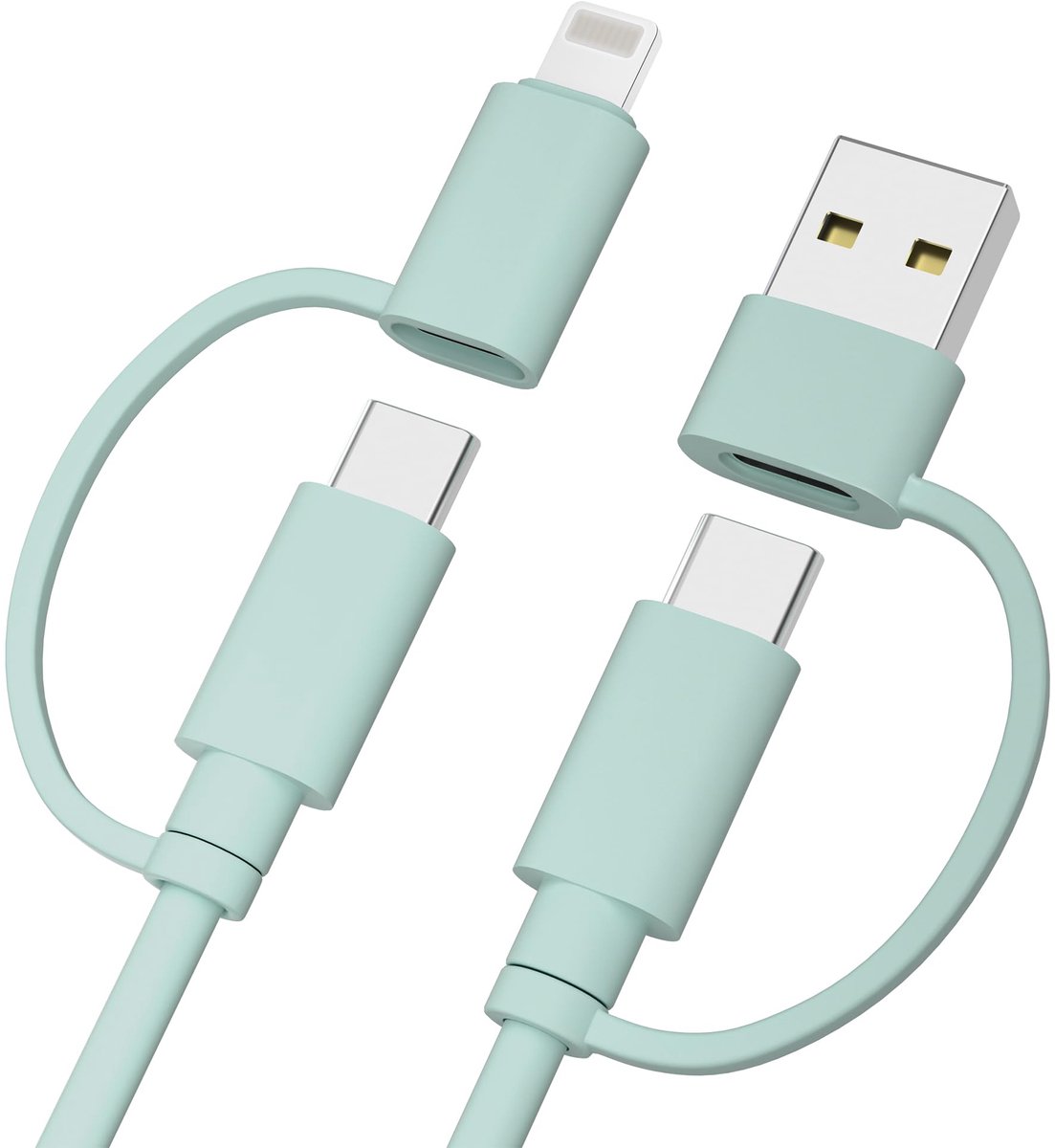 Oplaadkabel 1M - 4 in 1 Multi Oplaadkabel - Snelle Oplaadfunctie - Geschikt voor Airpods Pro 3 en 4 - ShopVlot