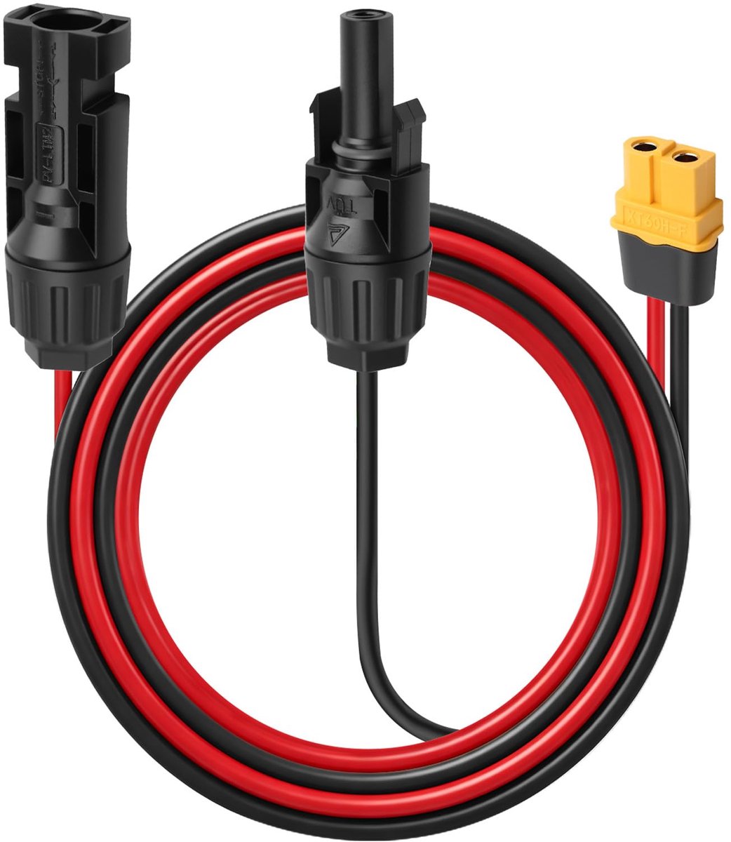 Zonne-naar-XT60 12AWG adapterkabel - hoogwaardig - duurzame materialen - ideaal voor zonnepaneel aansluitingen - ShopVlot