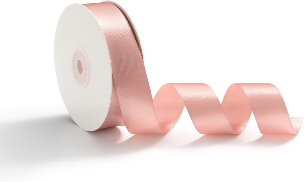 25mm x 23m Satijnen Cadeaulint voor Decoratie, Trouwen, Creatieve Projecten in Doff Roze