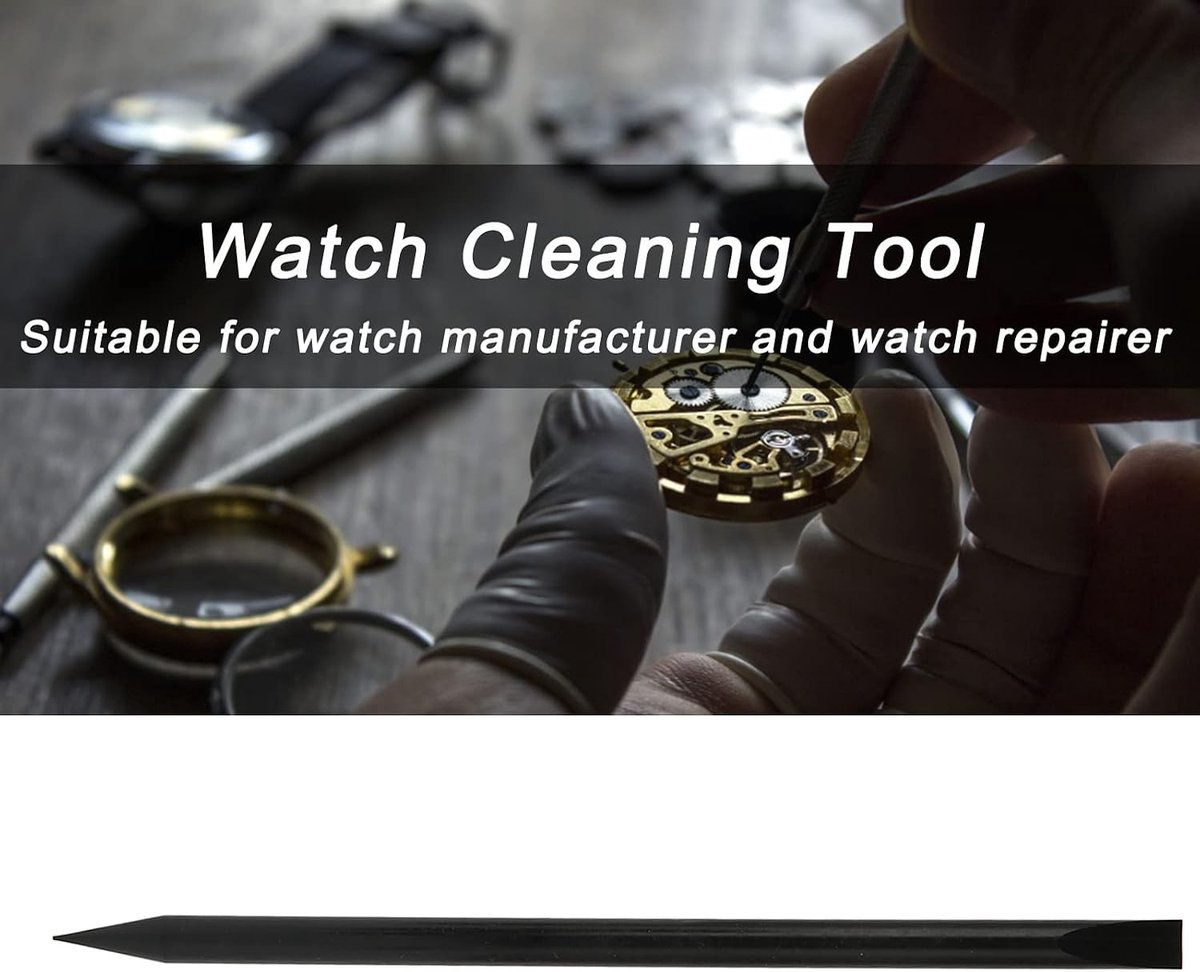 Professionele Schoonmaakpen voor Horloges, Dial Reinigingspen en Gereedschap voor Horlogemakers, Zwart, Voor Nauwkeurige Onderhoud en Reparatie