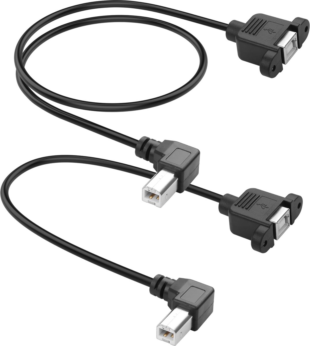 USB B printerverlengkabel 0,3 m + 0,5 m - USB 2.0 type B - paneelmontage met schroefgaten - ShopVlot