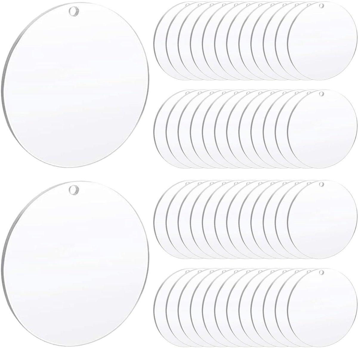 Ronde Acrylaatplaten met Gat - Transparante Cirkelvormige Schijven voor Fotolijsten, Schilderijen en Creatieve DIY Projecten - 50 Stuks