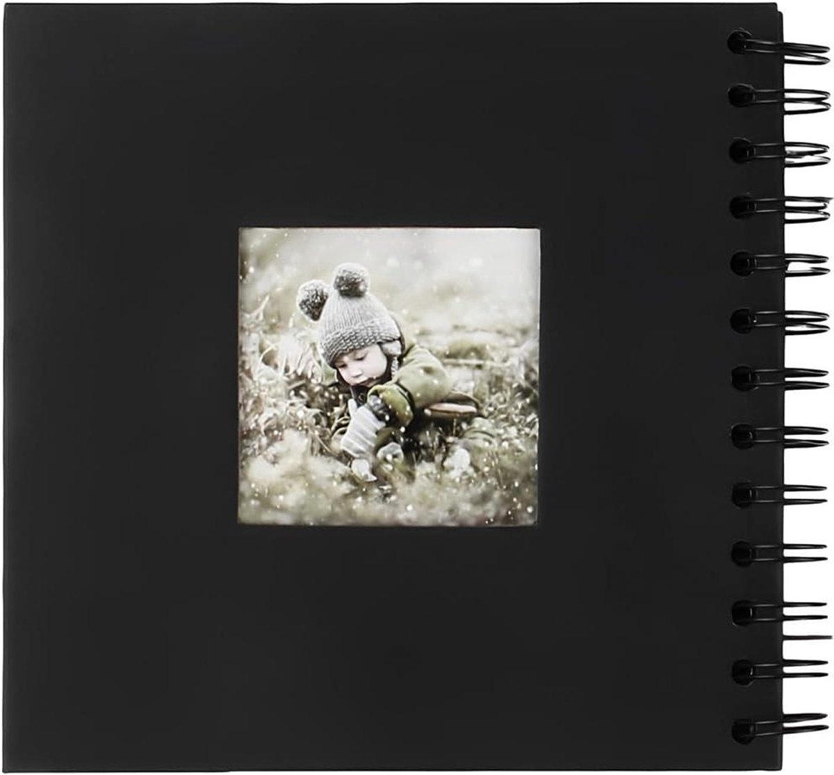 Fotoalbum Pagina's - Plakboek Kraft Papier - Herinneringen Bewaren - Spiraal Flexibel Ontwerp - 17 x 17 cm - Zwart