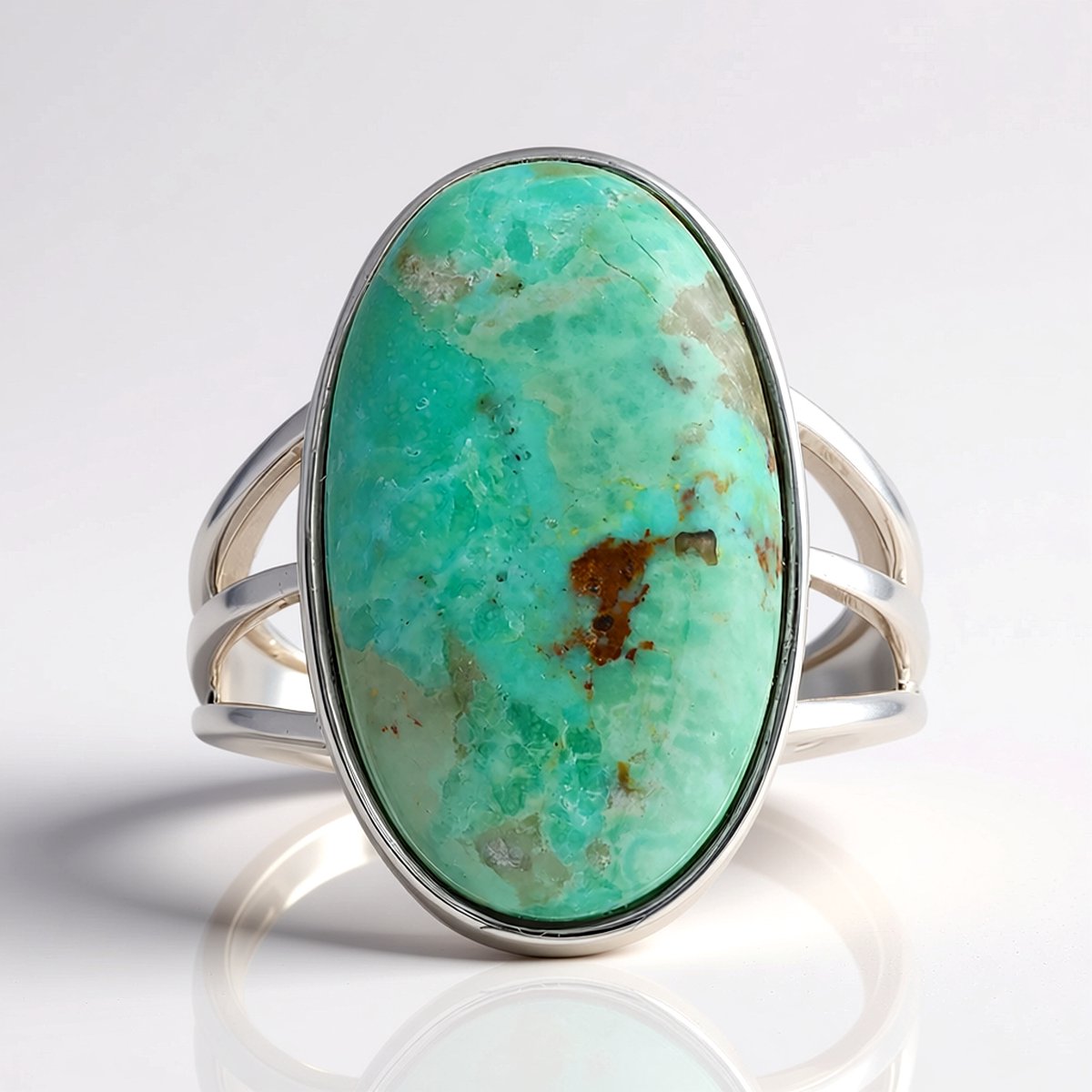 Cavill - Zilveren Ring - 925 Sterling Zilver Geoxideerd - Blauwe Kingman Mohave Turkoois 12,6 ct - Unieke Ovale Cabochon Damesring
