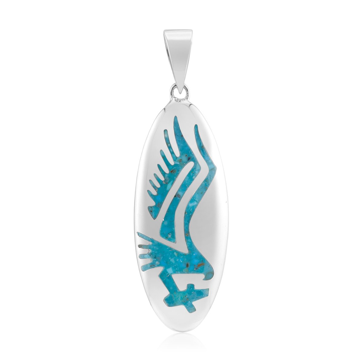 Cavill - Zilveren Hanger - 925 Sterling Geoxideerd Zilver - Blauwe Kingman Mohave Turkoois 0,188 ct - Mozaïek Fancy Slijpsel - Dames Sieraad