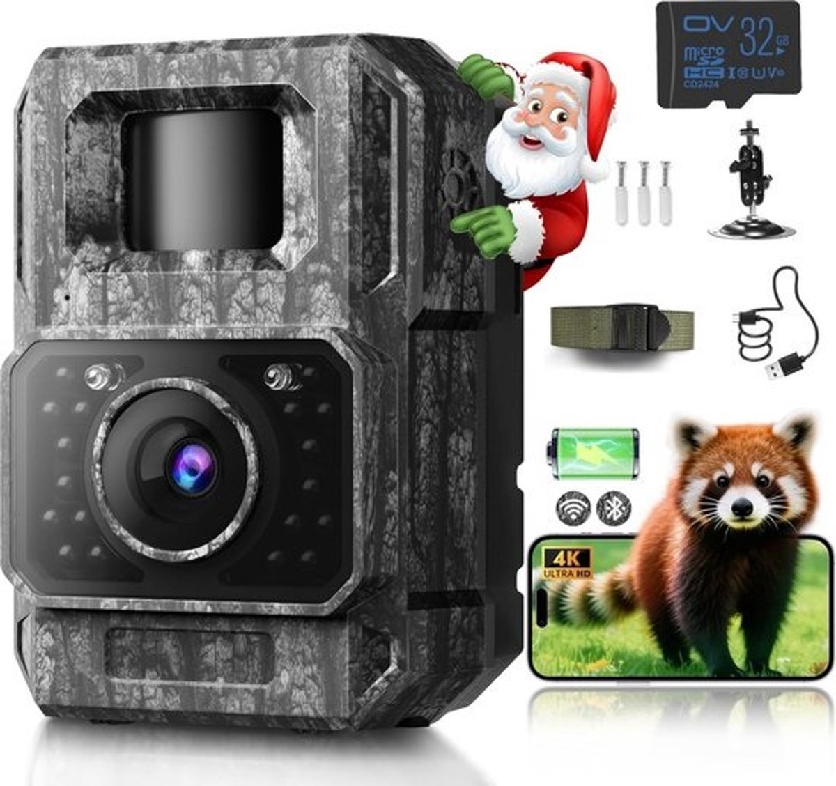 Wildcamera met Nachtzicht - 4K Ultra HD - Oplaadbaar - Waterdicht - Wildlife