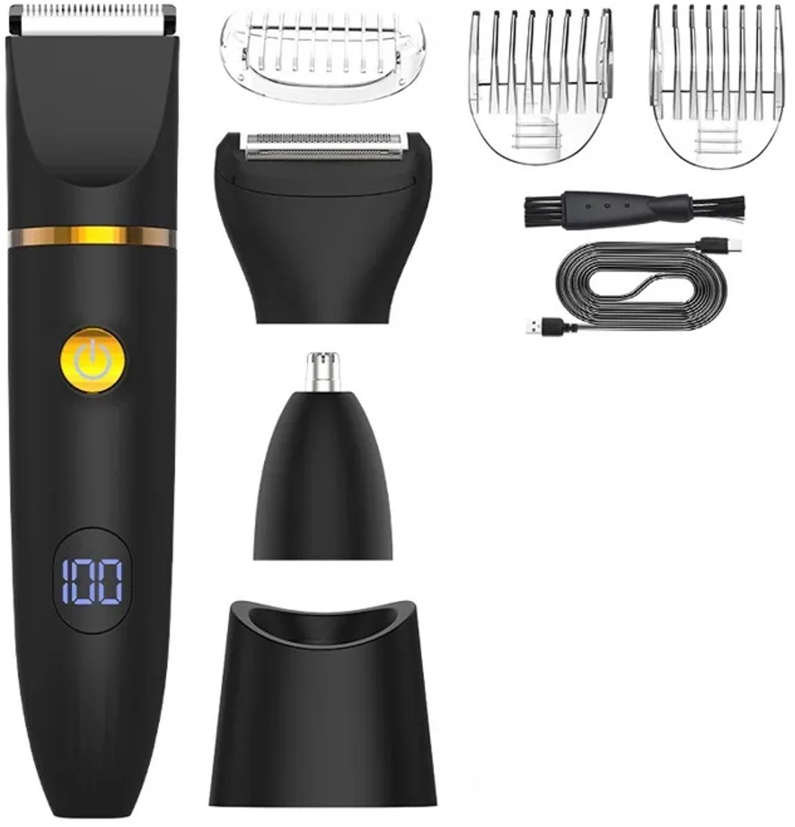 3-in-1 heren tondeuse, Geschikt voor het trimmen van baard, neushaar en haar - IPX7 waterdicht - draadloos opladen