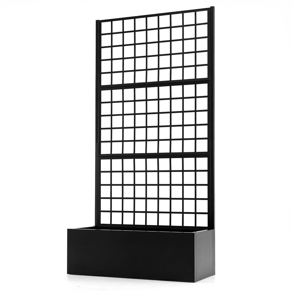 SureDeal® - Plantenbak - Bloembak - Klimrek Plantenpot Verzinkt - Afvoergaten Tuinbed Zichtbescherming - Tuin Balkon - 90x40x180,5 cm - Zwart