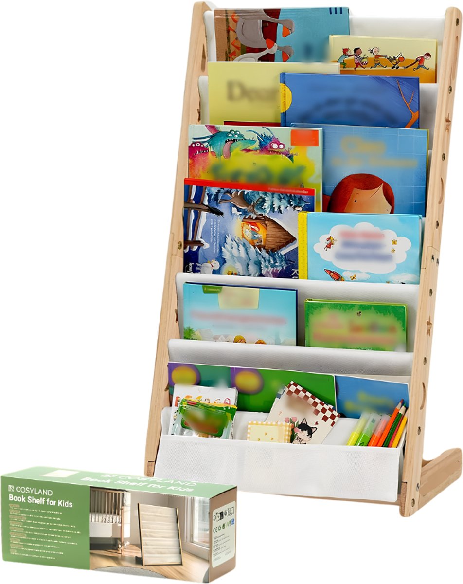 TYR® Boekenrek Kind - Kinderboekenkast - Boekenkast Kind - Lichtbruin - 43cm x 30cm x 76cm