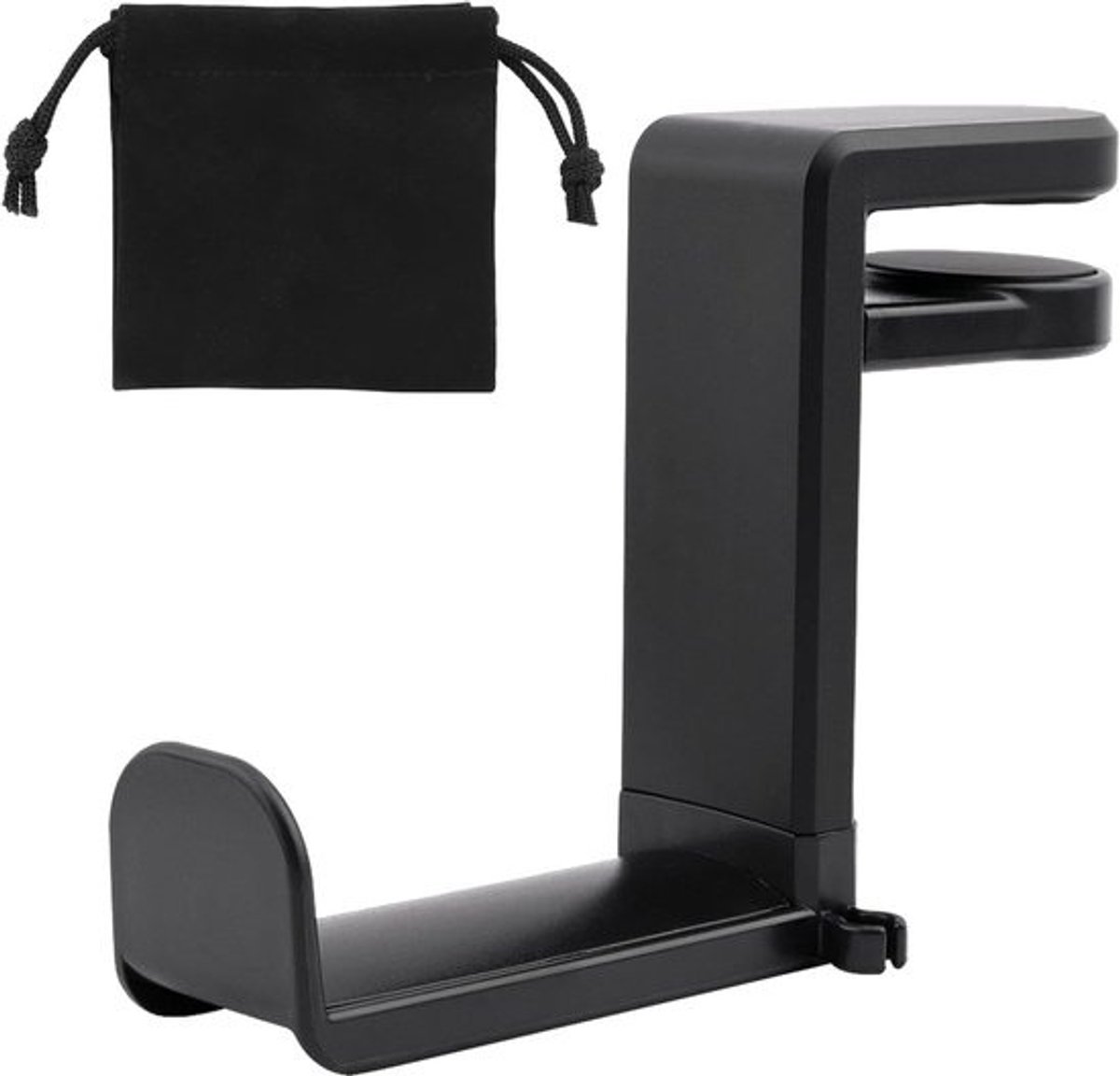 Verstelbare Koptelefoonhouder met Klem voor Onder Bureau - Roteerbare Headset Standaard Zwart