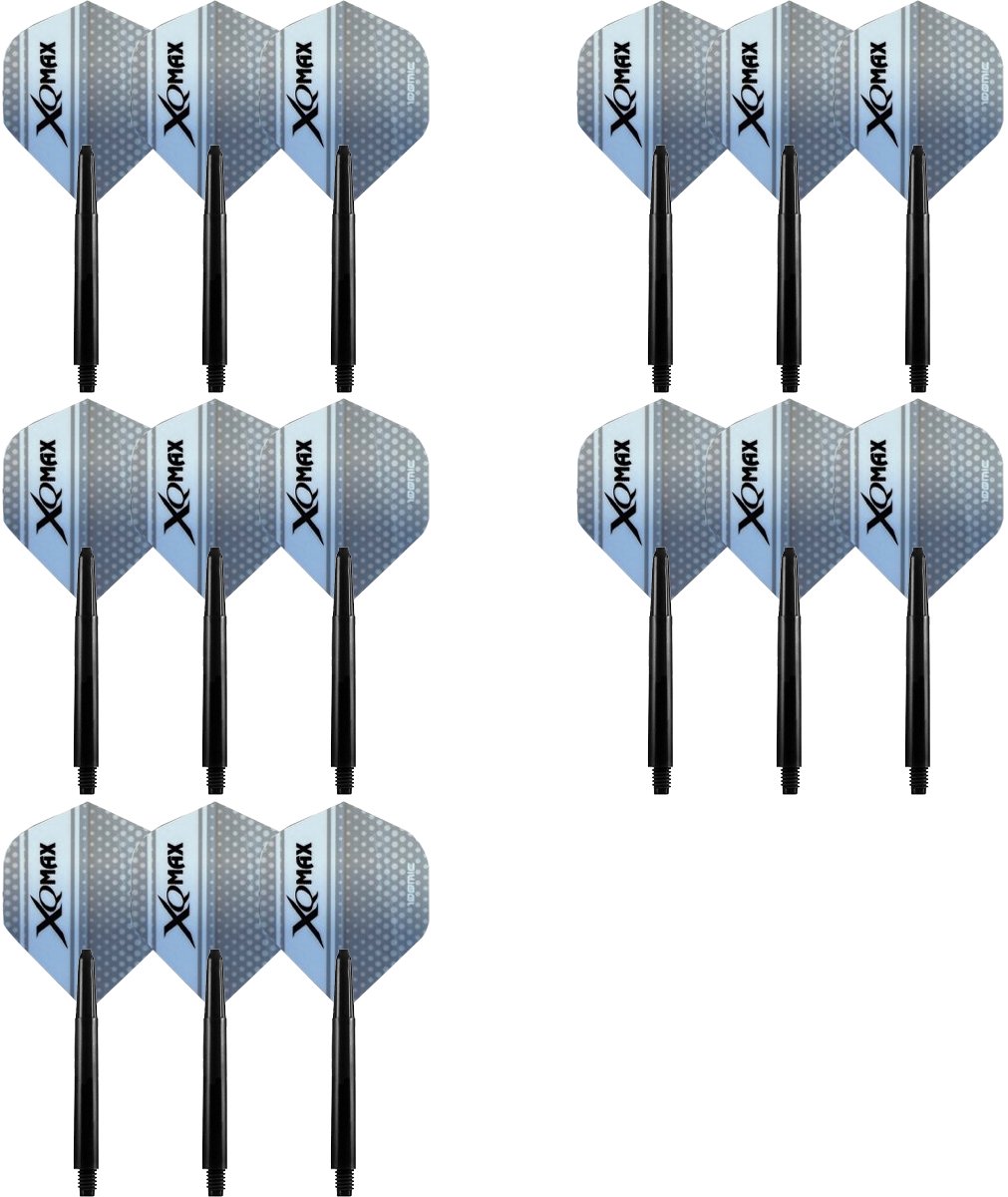 5 Twin Packs Shafts + Flights Multipack - Zwart Wit