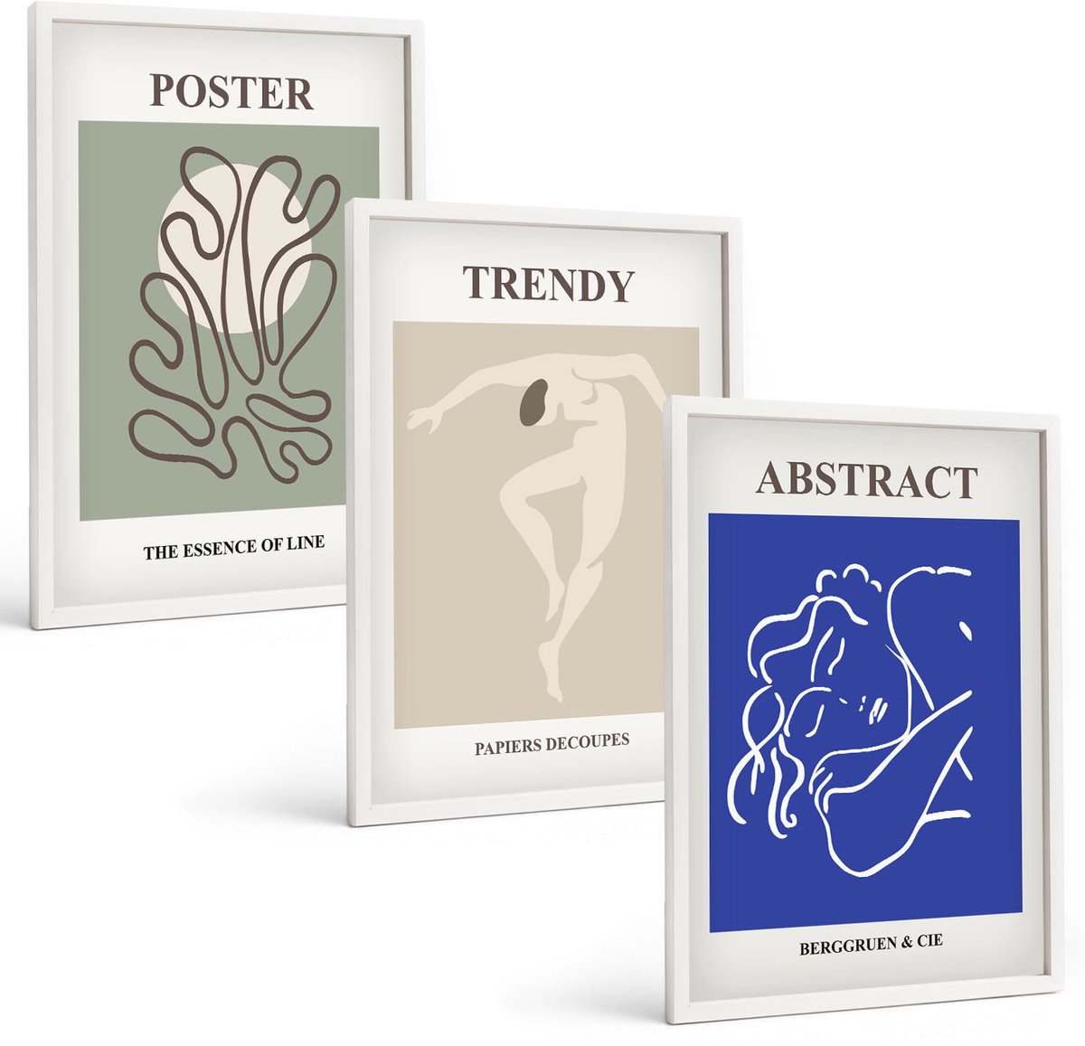 Wallfluent 3-Delige Schilderij Set - Pastelillustraties Van Henri Matisse - 40 x 60 - Moderne Wanddecoratie - Slaapkamer