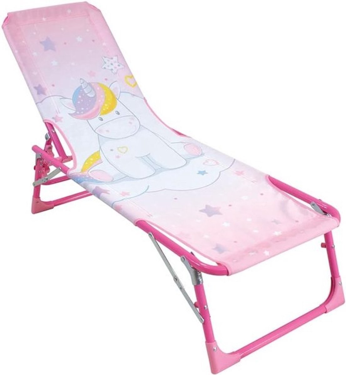 Opvouwbare Eenhoorn Ligstoel voor Kinderen - Comfortabele Tuinstoel in Roze 112 x 40 x 40 cm