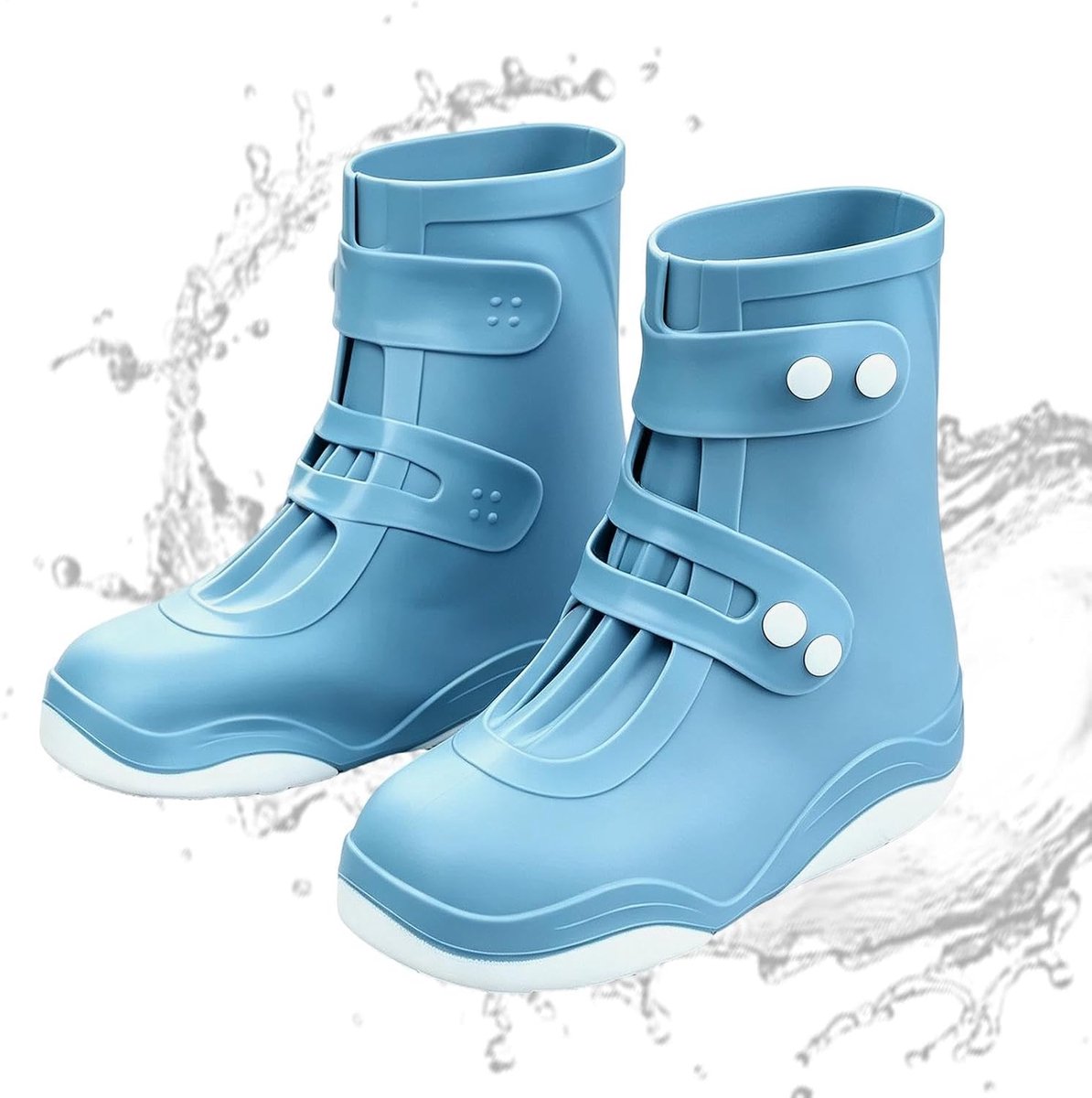Waterdichte siliconen schoenovertrekken – herbruikbare, verbeterde versie; antislip, wasbaar, geschikt voor zowel mannen als vrouwen-L（37-39），Witblauw