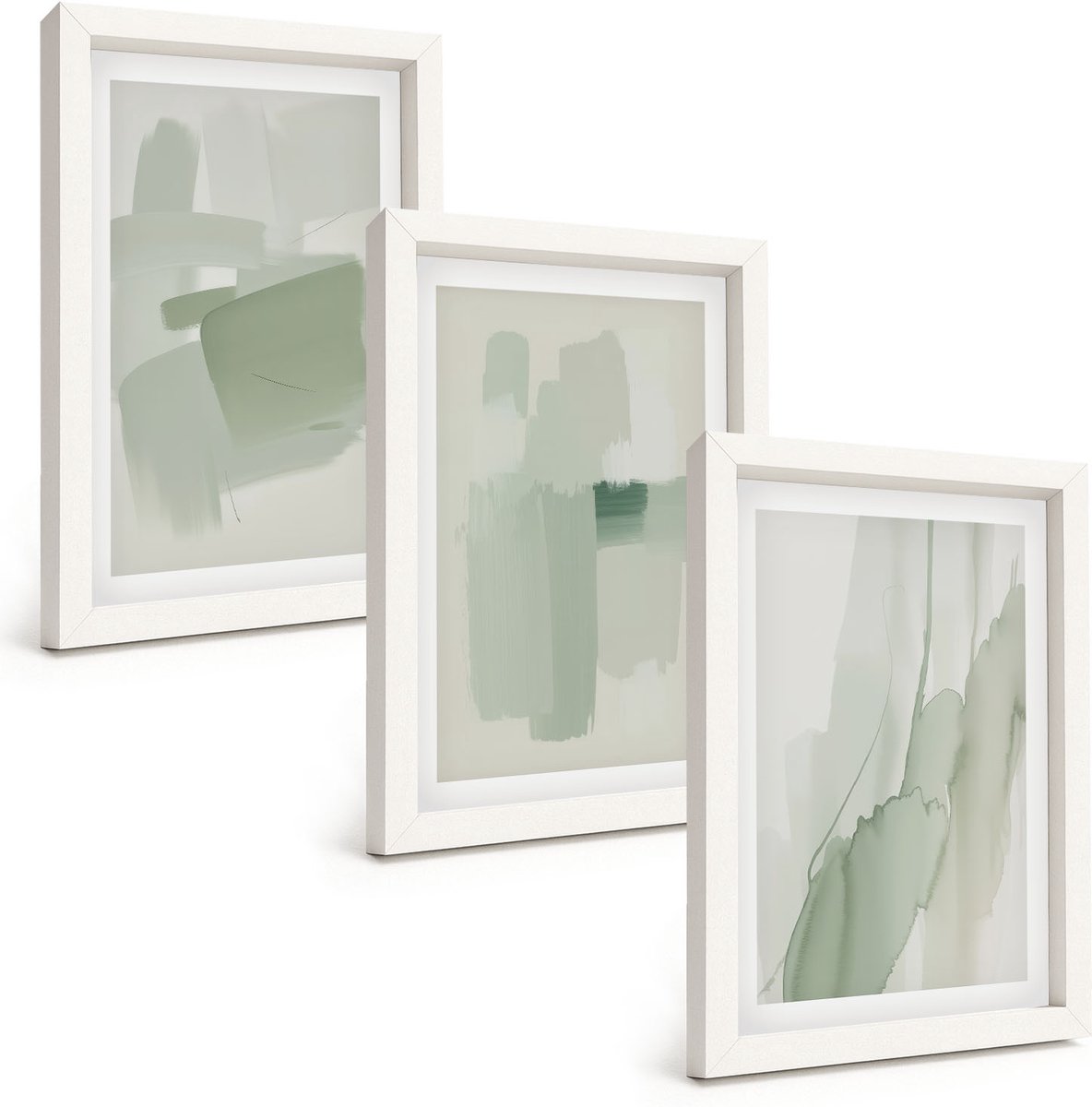 Wallfluent 3-Delige Schilderij Set - Abstracte Patronen In Aquarelstijl - 20 x 30 - Wanddecoratie - Schilderijen Set - Interieur - Moderne Wanddecoratie