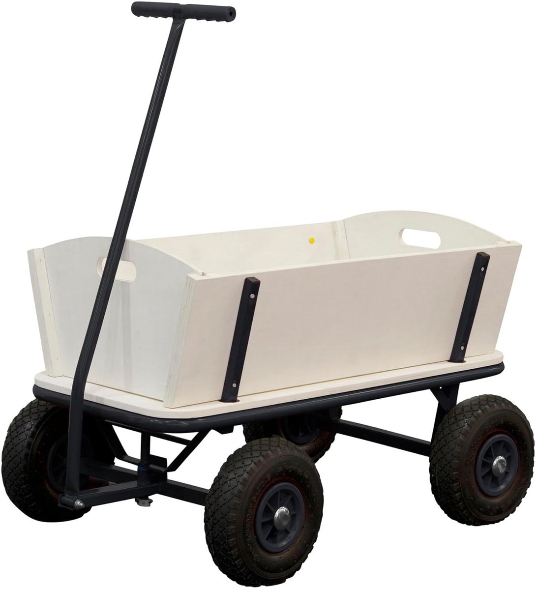 Houten Bolderkar - Strandwagen Tuinwagen - Uitjes Vervoeren - Luchtbanden Draaias - 97 x 61 x 94.5 cm - Antraciet