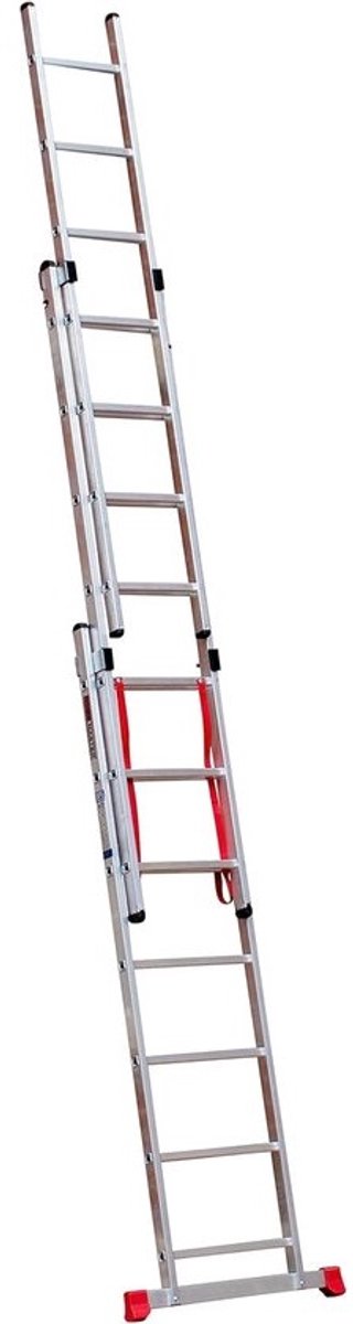 Uitschuifladder - Telescopische ladder - Veilig klussen - Lichtgewicht aluminium - 3 x 7 sporten - Zilver