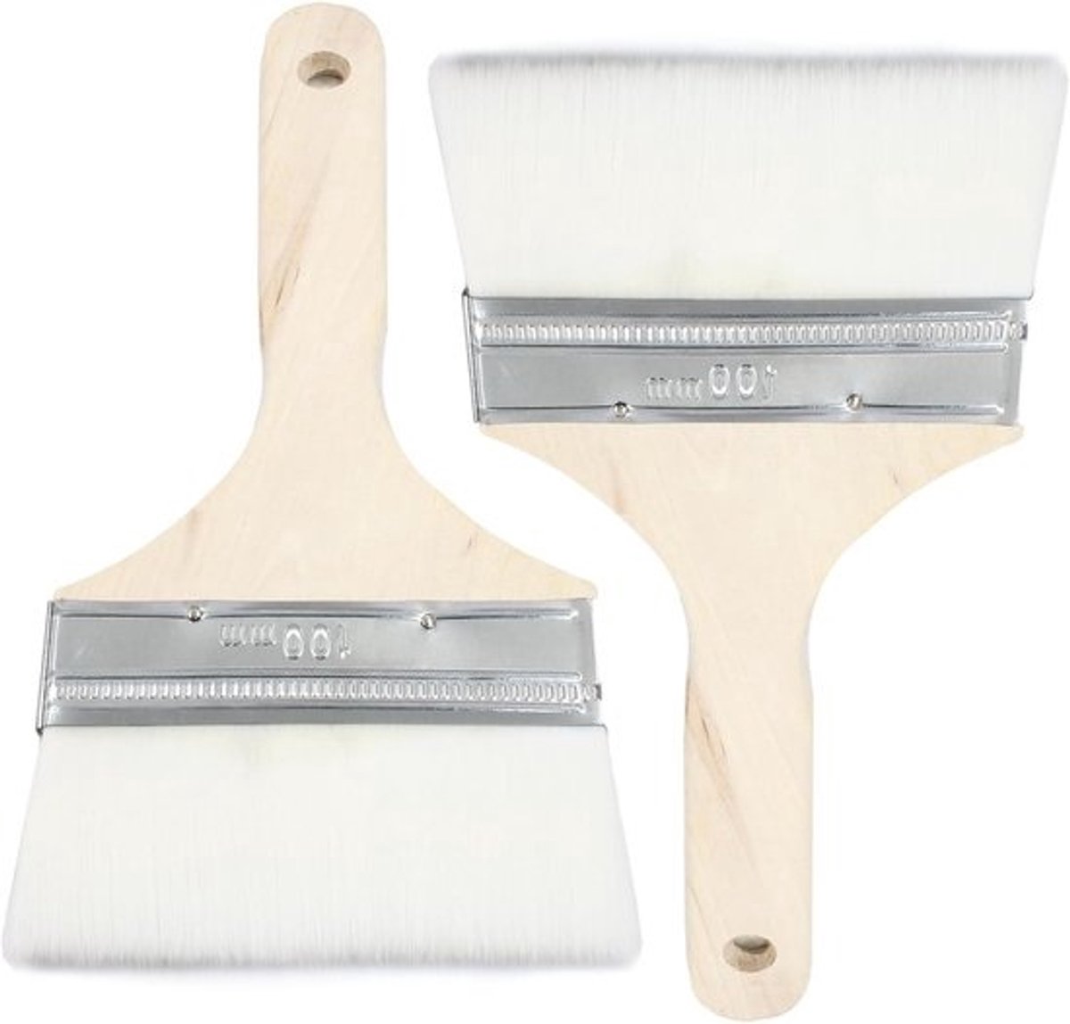Brede Verfkwasten - Houtvlek Borstels - Wand Schilderen - Ergonomisch Handvat - 4 Inch Breed - Natuurlijk Hout
