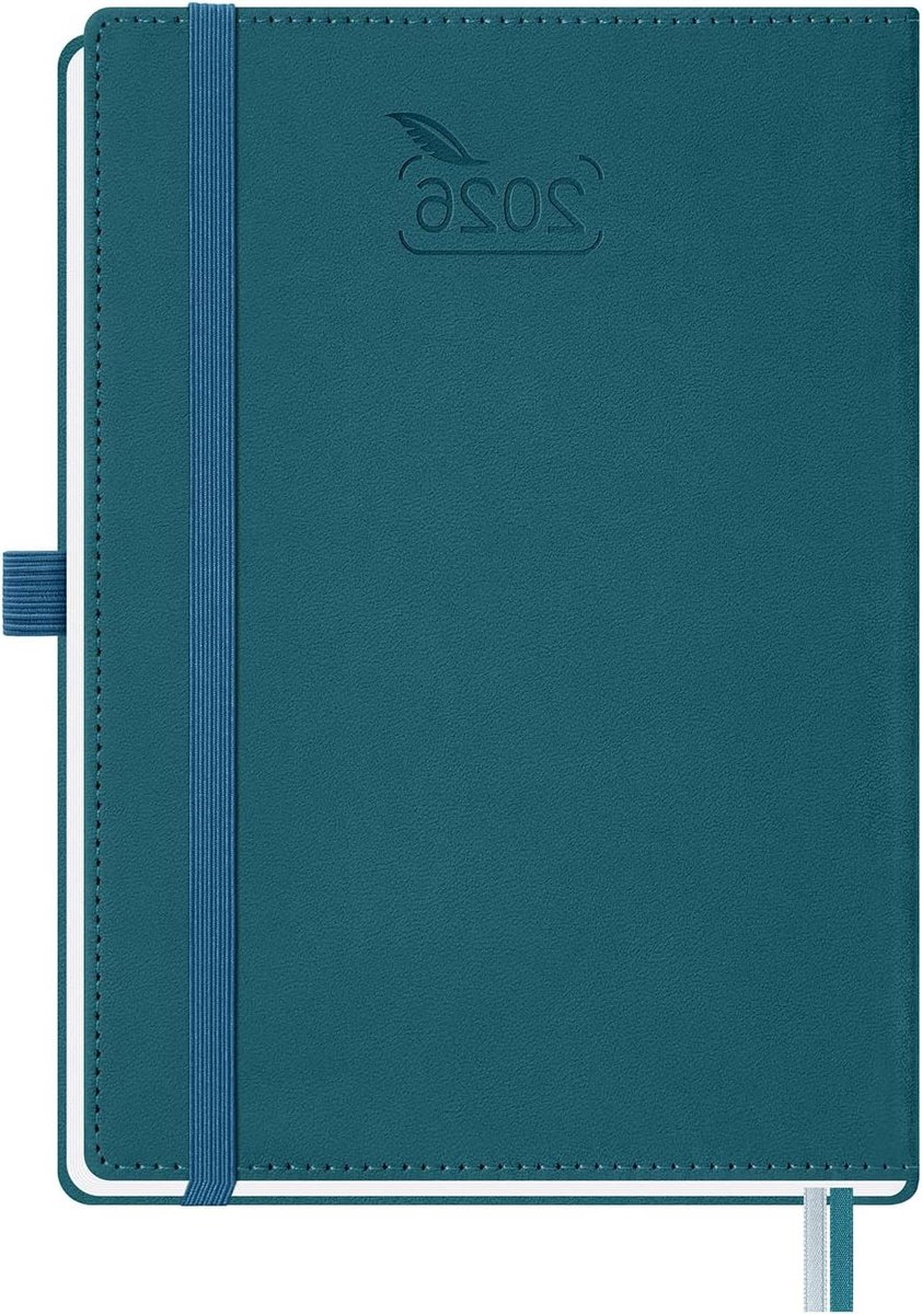 Boekenkalender 2026 - Weekplanner Agenda - Afspraken Plannen - PU Leren Hardcover - A5 Formaat - Donkergroen