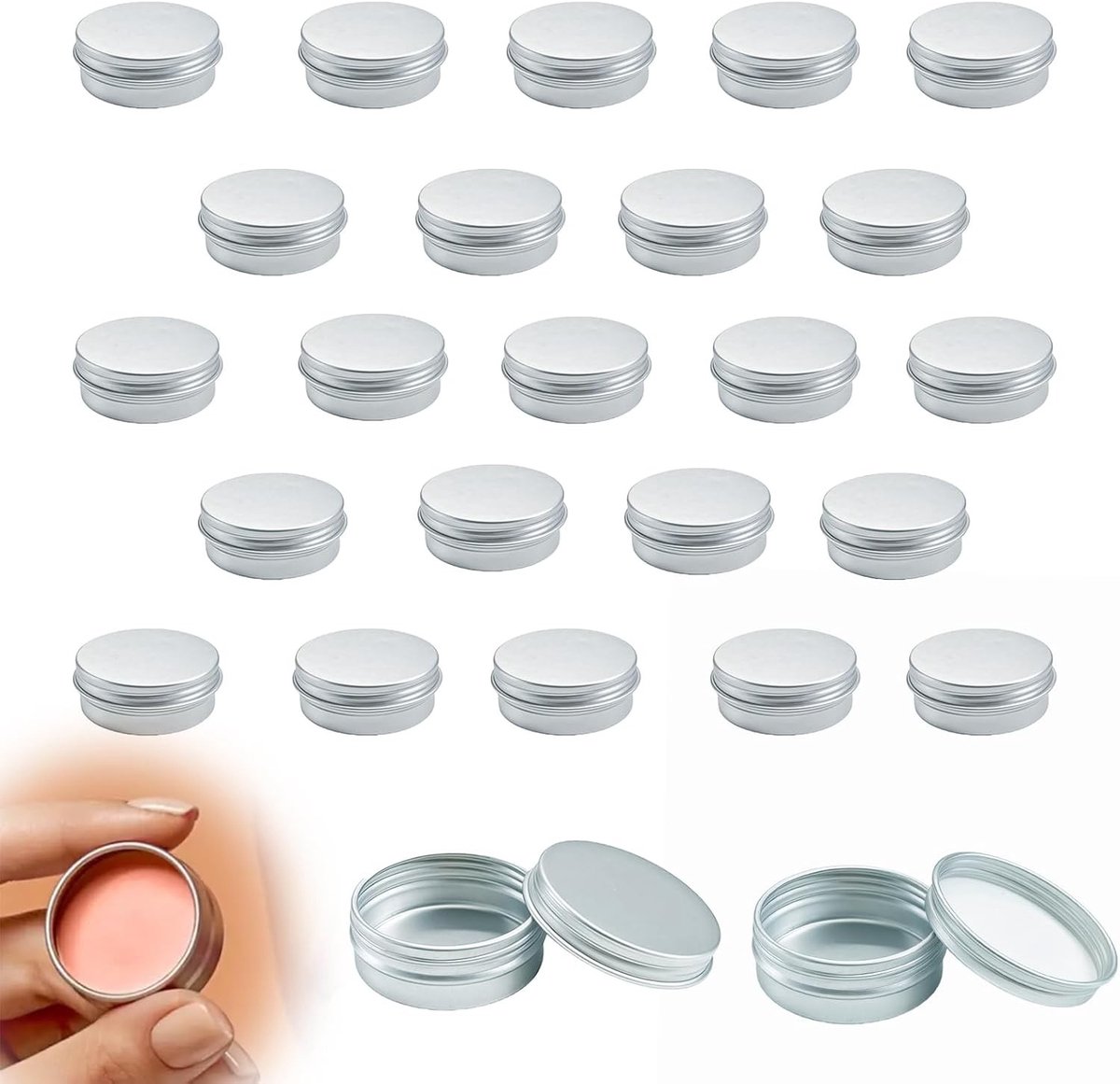 Set van 25 Aluminium Potjes 10ml voor Lippenbalsem, Kaarsen en DIY Opslag - Perfect voor Crèmes, Sieraden en Cosmetica