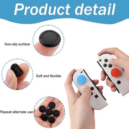 8 Paar Thumb Grips voor Switch Joy-Con Controllers - Joystick Doppen Analoge Stick Covers — afbeelding 2