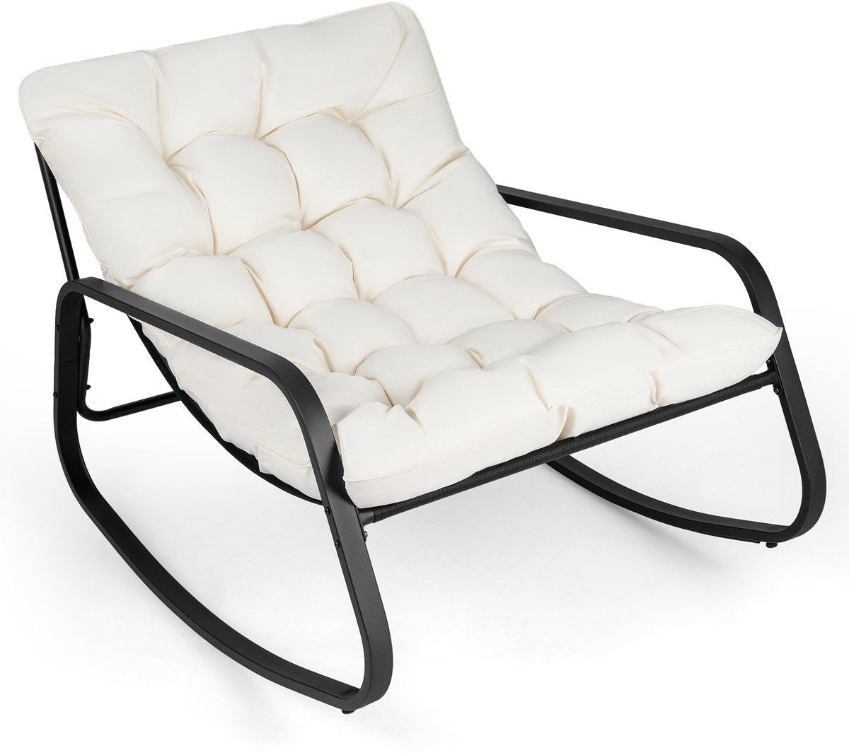 SureDeal® - Schommelbank - Schommelstoel Extra Grote - Dik - Afneembaar Kussen Relaxstoel - 91x120x78 cm - Naturel