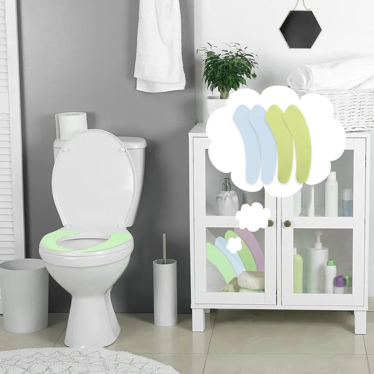 Wasbare, herbruikbare verwarmde toiletbrilhoes, Geschikt voor gebruik in de badkamer.