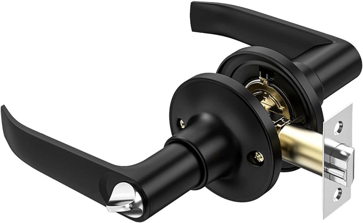 Deurklink Set - Handgreep met slot - Toegangsbeheer - Met sleutel en knop - 35-50mm deur - Zwart