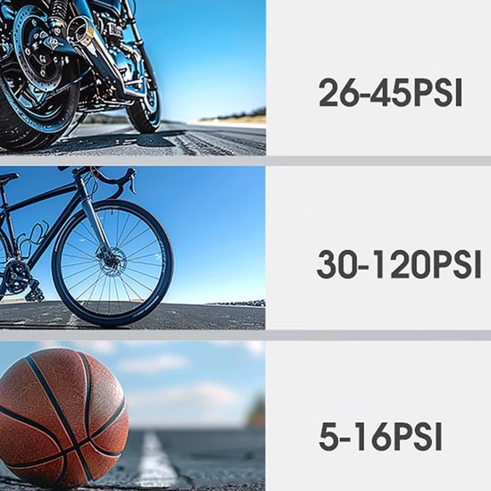 Mini Elektrische Fietspomp met Digitale Manometer - 150 PSI Draagbare Luchtpomp - USB-C Oplaadbaar voor Racefiets, MTB & E-bike - Zwart — afbeelding 5