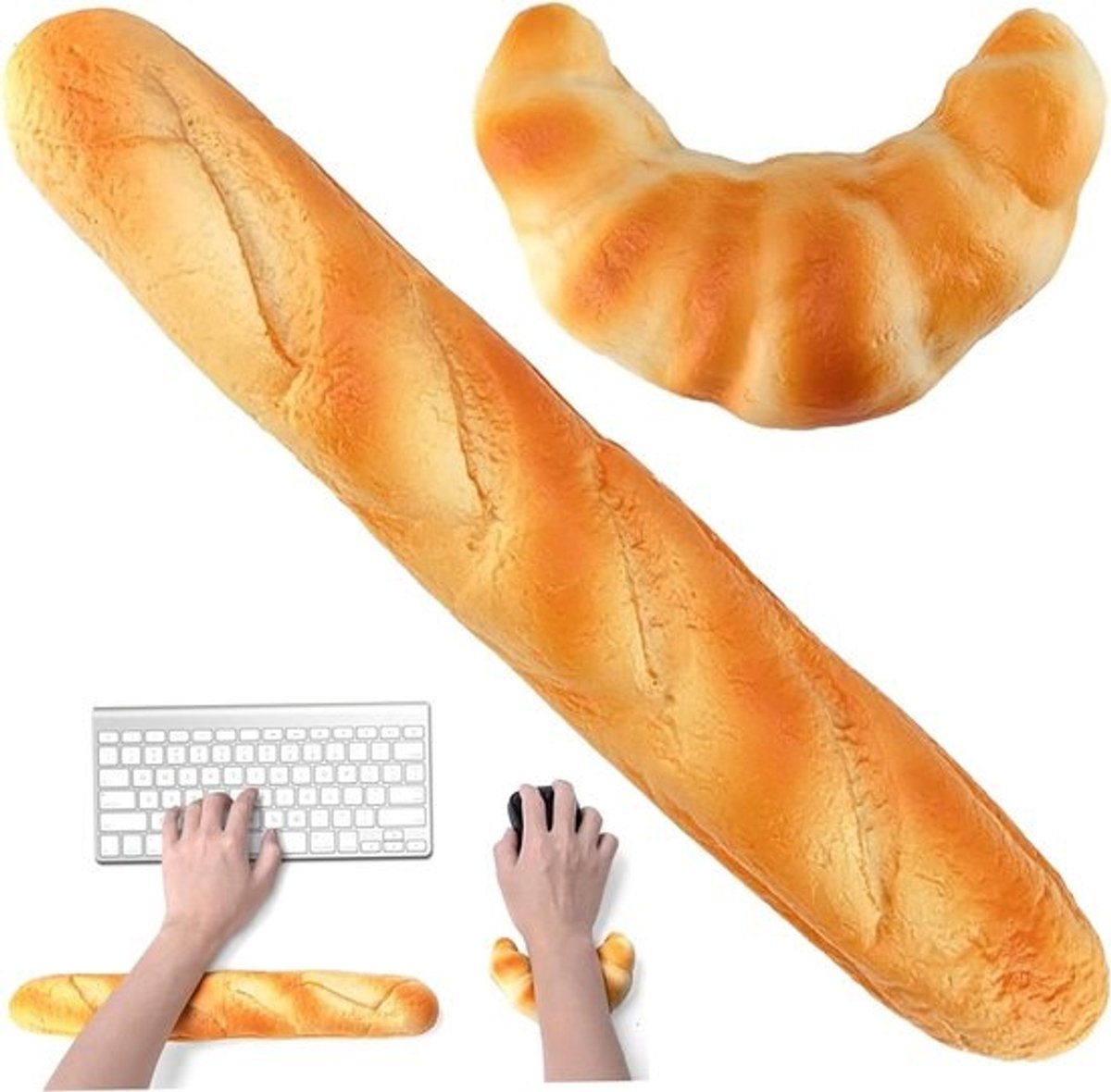 2 stuks Brood Polssteunen - Zachte PU Polssteun voor Toetsenbord en Muis - Ergonomisch en Grappig Wrist Rest voor Kantoor en Kindergarten