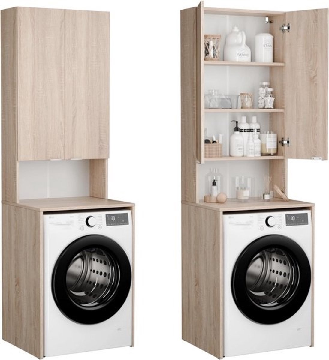 Hoge Wasruimtekast voor Wasmachine en Droger | Badkamer en Keuken Opbergkast