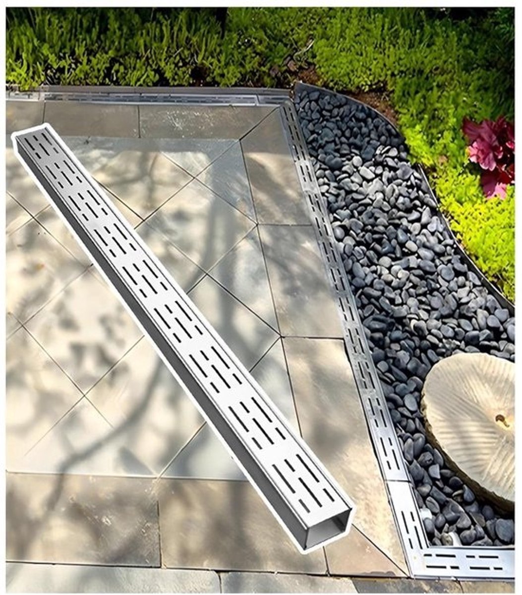 Afwateringsgoot Terras - Sleufgoot Drainage - Water Afvoeren - Zwaar Roestvrij Staal - 100x7x5cm - Zilver
