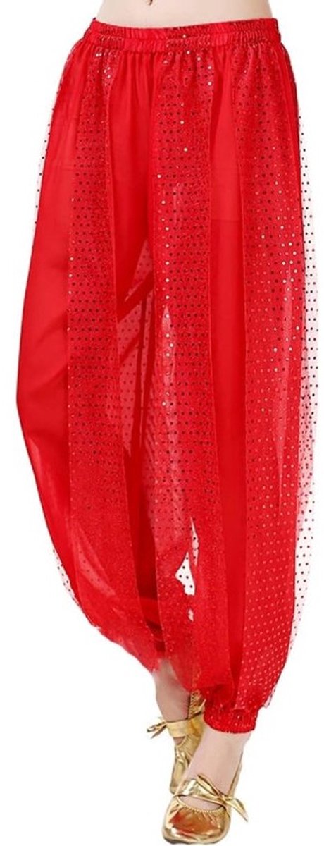 Dames Harembroek Buikdans Broek Chiffon Tribal Arabische Pailletten Glanzend