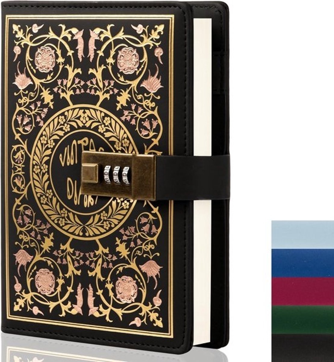 Vergrendelbaar Dagboek met Combinatieslot voor Dames en Meisjes, Vintage Bloemendagboek B6