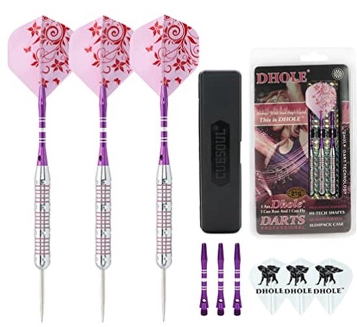Roze Darts voor Dames 21 gram met Stalen Punt - Inclusief Aluminium Schachten