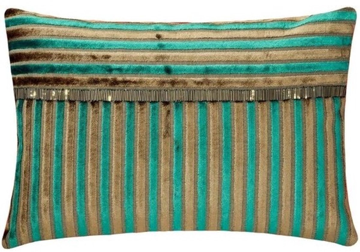 Kussenhoes Fluweel - Lumbalehoes Gestreept - Woonkamer Decoratie - 100% Handgemaakt - 30 x 50 cm - Blauw