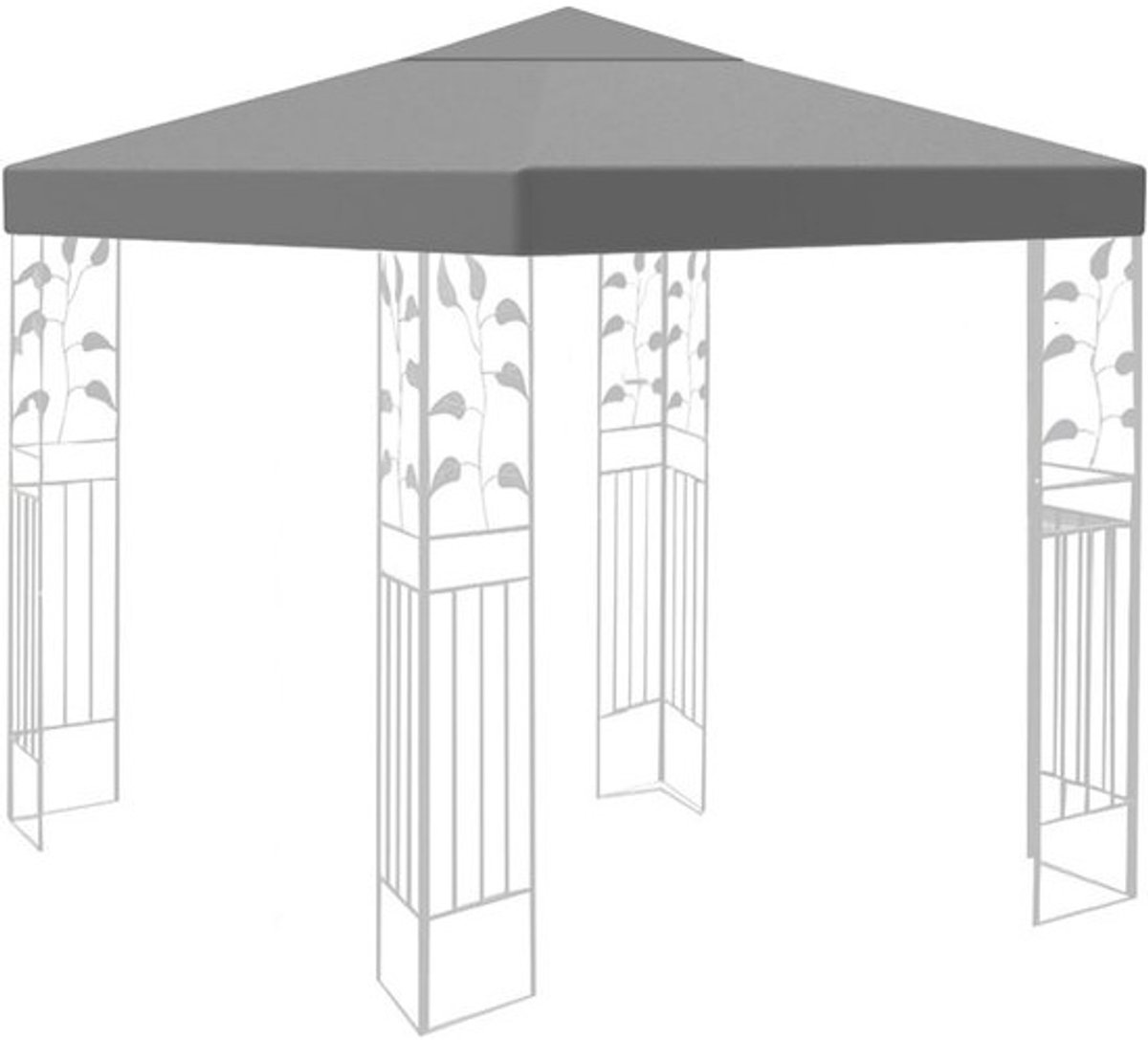 Vervangend dak paviljoen - Reserveovertrek tent - Buiten genieten - Waterdicht polyester - 3 x 3 meter - Grijs
